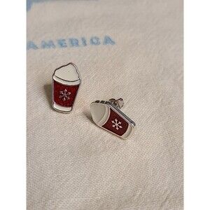 Christmas Holiday  Enameled Hot Chocolate Cup Earrings & Snow Flakes 2pr
